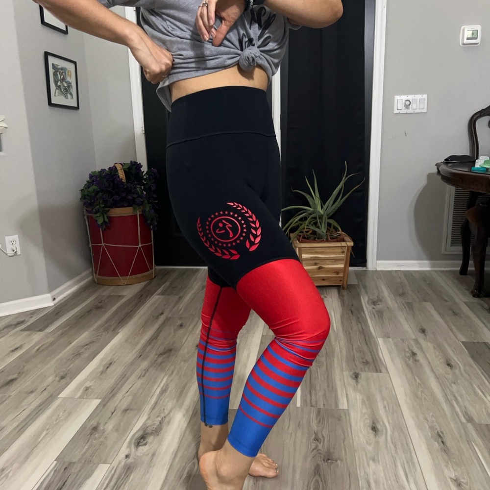 Zumba Fitness Red and Blue Leggings